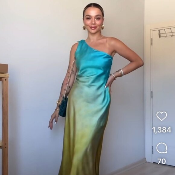 Zara Dresses & Skirts - ZARA ASYMMETRICAL SATIN EFFECT TIE DYE DRESS